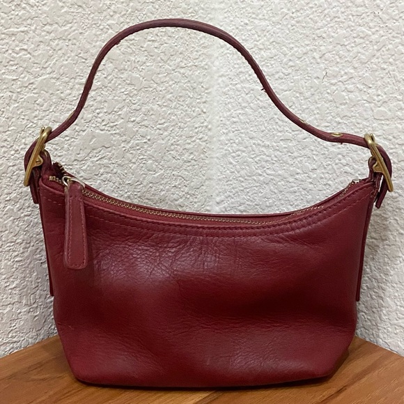 Vintage Y2K COACH 9844 Legacy West Demi Burgundy Red Leather Hobo Mini Bag - Picture 2 of 16